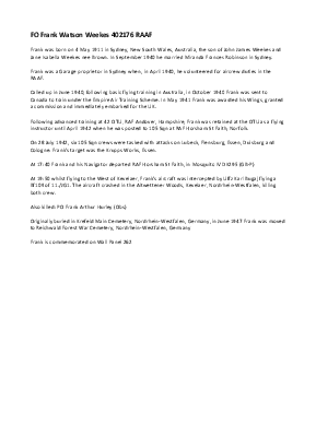 A preview of a PDF biography for Weekes, Frank Watson